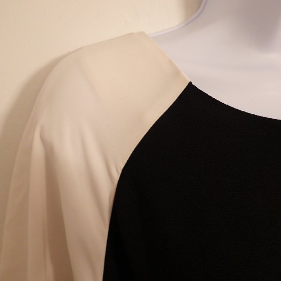 (NWOT) ASOS Curve Black/Cream 3/4 Sleeve Midi Shift Dress 24W - Picture 4 of 10